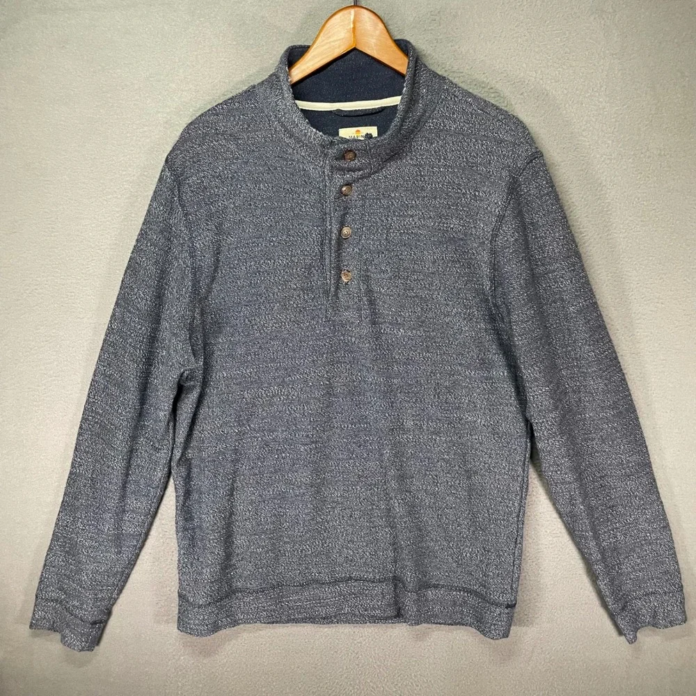 Marine‎ Layer Henley Pullover Mens L Gray Knit Long Sleeve Casual